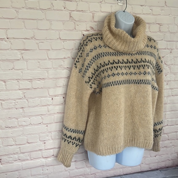 Madewell Somerveil fair isle wool blend turtleneck sweater SZ XXS oversized fit - Picture 6 of 13